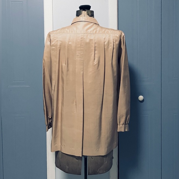 Stunning Vintage Benny Ong London Beige 100% Silk Blouse - Size L - Picture 3 of 15